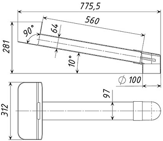 Размеры и чертеж парапетной воронки Татполимер ТП-01.П.ПП. 