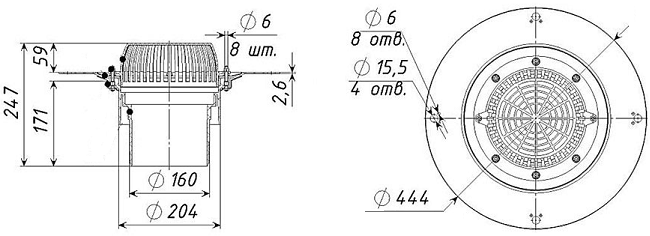 Размеры и чертеж воронки Татполимер ТП-01.160