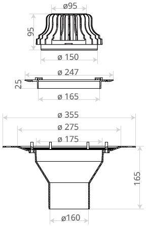 Размеры и чертеж воронки Fachmann VM 160x165 