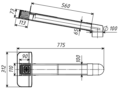 Размеры и чертеж парапетной воронки ТП-01.П.ПВХ